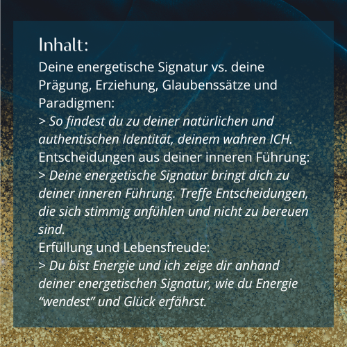 Inhalt Mentoring "Energetische Signatur"